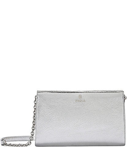 Furla Camelia Mini Silver Metallic Crossbody Bag