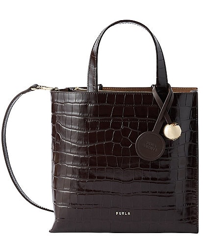 Furla Divide It Croc Double Handle Tote Bag