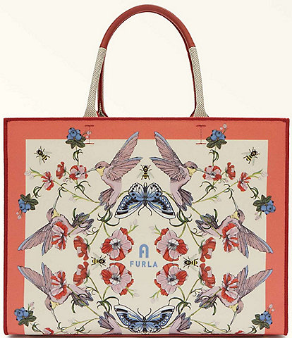 Furla Floral and Butterfly Print Opportunity Large Tote Bag