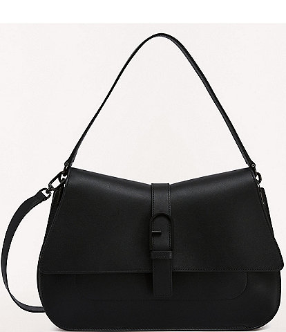 FURLA Flow Large Solid Black Top Handle Shoulder Bag