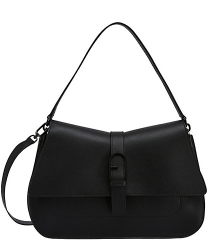 FURLA Flow Large Solid Black Top Handle Shoulder Bag