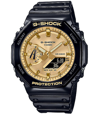 G-Shock Men's Digital Black & Gold Resin Strap Watch