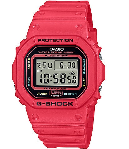 G-Shock Men's Digital Bright Red Resin Strap Watch