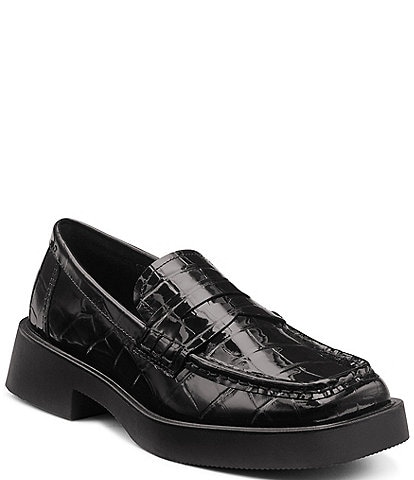 G.H. Bass Bowery Crocodile Embossed Leather Loafers