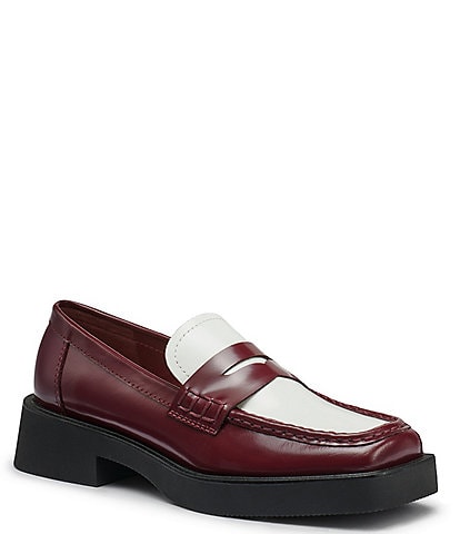 G.H. Bass Bowery Square Toe Leather Penny Loafers
