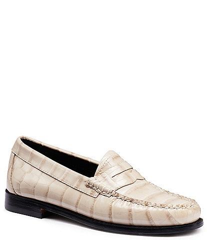 G.H. Bass Whitney Croco Weejun Leather Penny Loafers