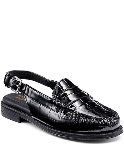 G.H. Bass Whitney Slingback Crocodile Embossed Leather Loafers
