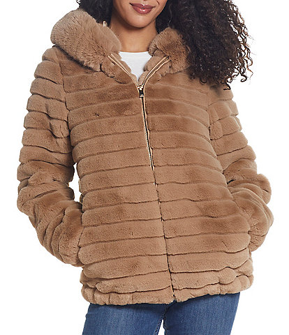 bernardo chevron faux fur jacket