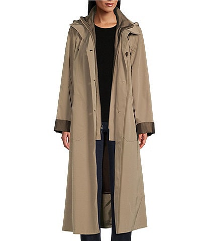 Gallery Hooded Detachable Liner Long Sleeve Stand Collar Long Raincoat