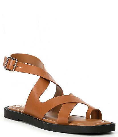 GB Back-Stage Leather Toe Ring Flat Sandals