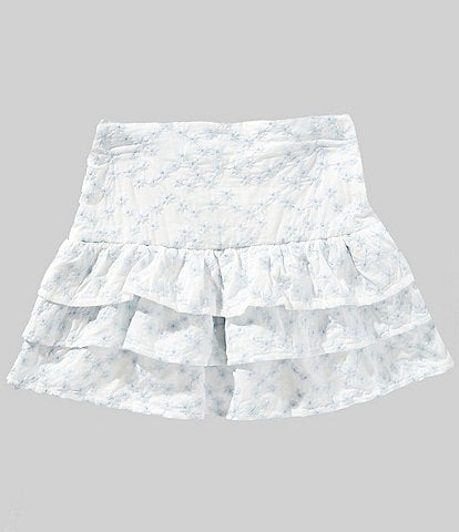 GB Big Girls 7-16 Floral Embroidered Pleated Mini Skirt