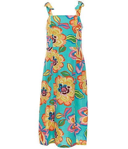 GB Big Girls 7-16 Floral Print Sleeveless Tie Strap Midi Dress
