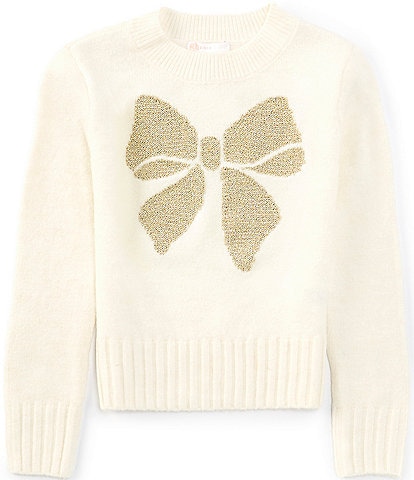 GB Big Girls Long Sleeve Glitter Bow Sweater