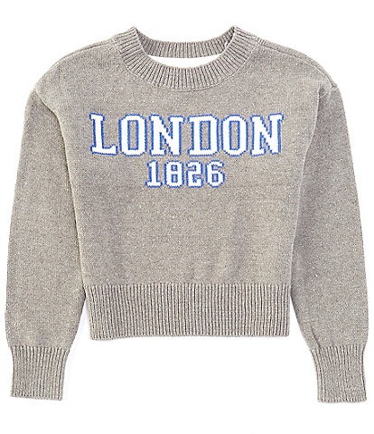 GB Big Girls 7-16 Long Sleeve London Graphic Crew Sweater