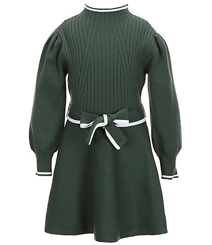 GB Big Girls 7-16 Long Sleeve Tie Waist Sweater Dress