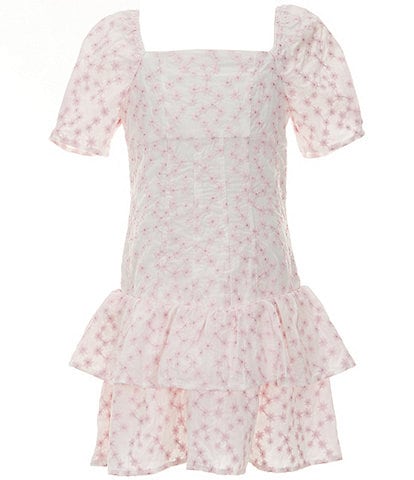 GB Big Girls 7-16 Mini Embroidered Tiered Floral Lace Dress