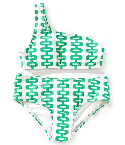 GB Big Girls 7-16 One Shoulder Printed 2-Piece Swimsuit