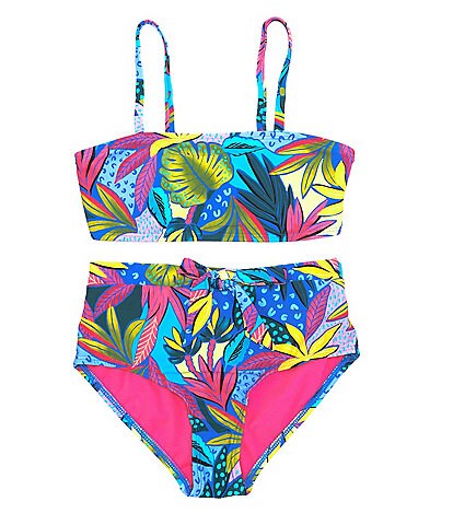 GB Big Girls 7-16 Family Matching Jungle Floral Print Bandeau Two-Piece Swimsuit