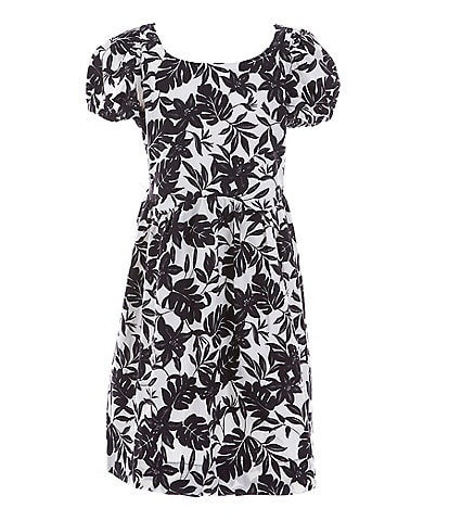 GB Big Girls 7-16 Printed Curved Seam Babydoll Dress