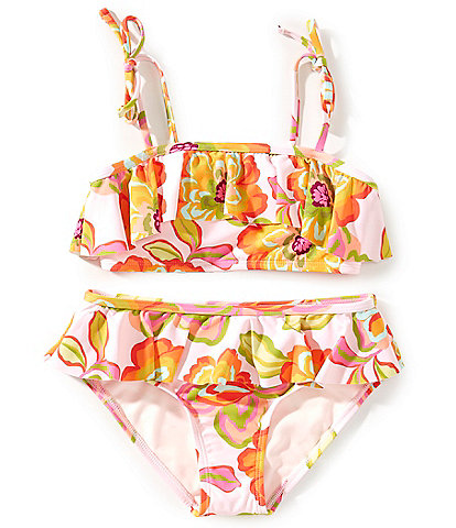 GB Big Girls 7-16 Printed Flounce Bralette Two-Piece Swimsuit