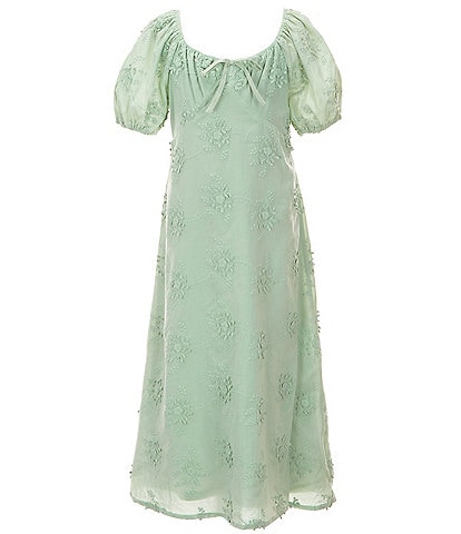 GB Big Girls 7-16 Short Sleeve Lace Floral Maxi Dress