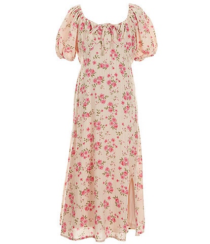 GB Big Girls 7-16 Short Sleeve Lurex Floral Maxi Dress