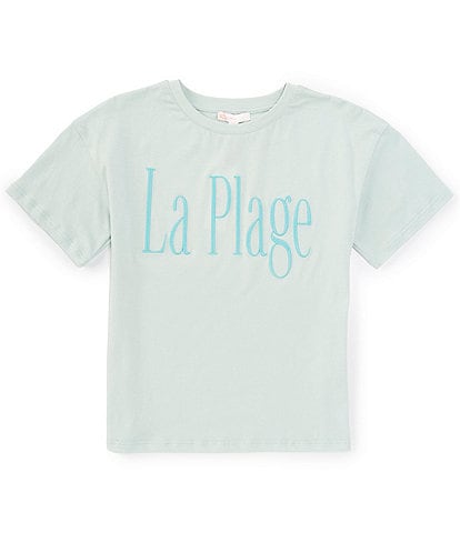 GB Big Girls 7-16 Short Sleeve Oversized La Plage Embroidered Graphic T-Shirt
