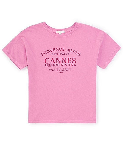 GB Big Girls 7-16 Short-Sleeve Oversized Cannes French Riviera Graphic T-Shirt