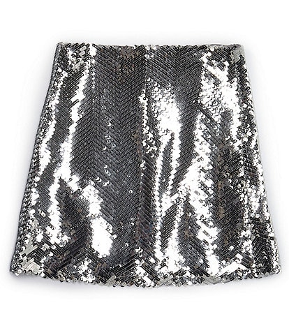 GB Big Girls 7-16 Silver Sequin Skirt
