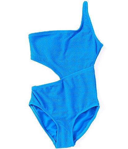 GB Big Girls 7-16 Solid Scrunchie One-Shoulder One-Piece Swimsuit