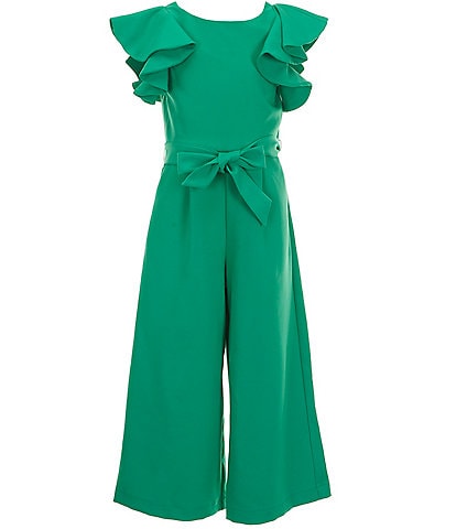 GB Big Girls Tie Front Tiered Ruffle Sleeve Jumpsuit