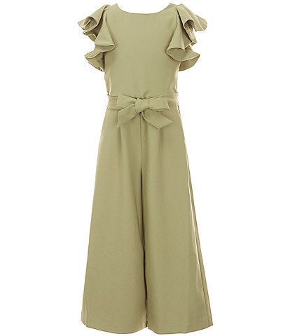 GB Big Girls Tie Front Tiered Ruffle Sleeve Jumpsuit