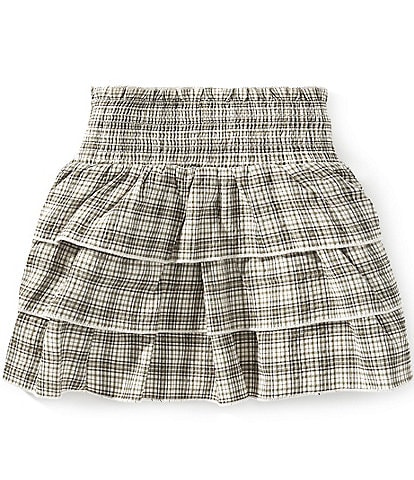 GB Big Girls Plaid Smocked Ruffle Skirt
