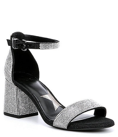 GB Bling-Out Rhinestone Embellished Family Matching Ankle Strap Block Heel Sandals