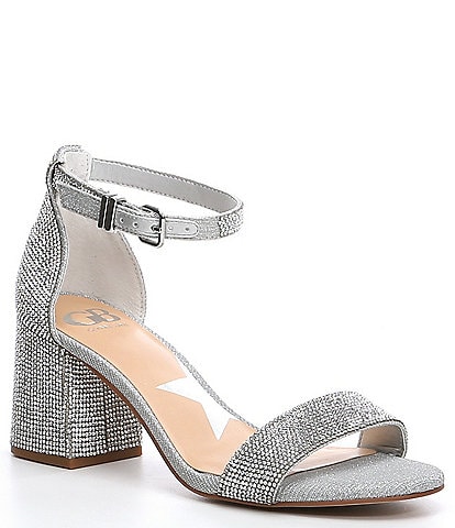 GB Bling-Out Rhinestone Embellished Family Matching Ankle Strap Block Heel Sandals