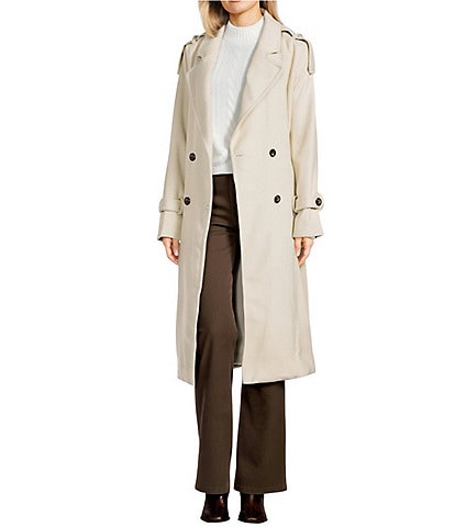 GB Brushed Notch Lapel Belted Trench Coat