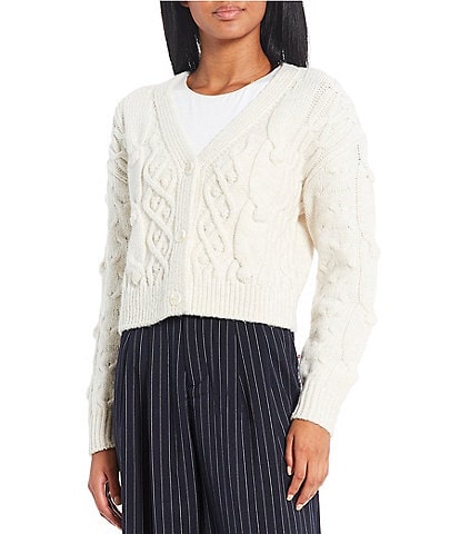 GB Button Front Cable Knit Sweater