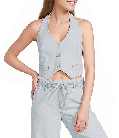 GB Button Front Halter Denim Vest