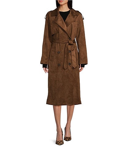 GB Button Front Tie Waist Trench Coat