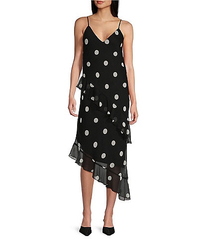 GB Cascading Polka Dot Midi Dress