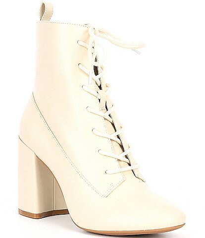 GB City Light Leather Lace-Up Block Heel Booties