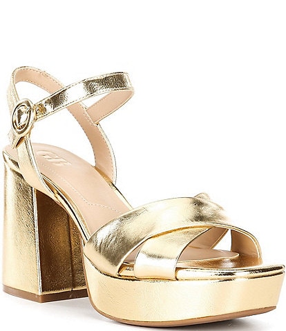 GB Class-Act Leather Platform Cross Strap Sandals