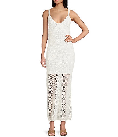 GB Crochet 3D Floral Maxi Dress