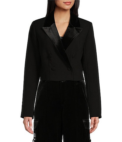 GB Cropped Velvet Blazer