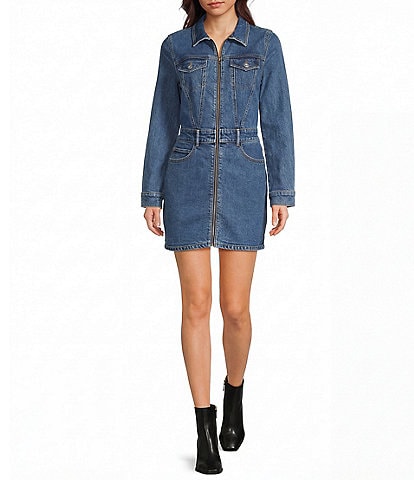 GB Denim Front Zip Mini Dress
