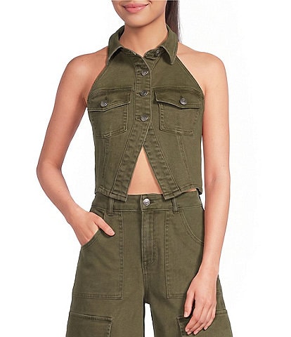GB Denim Halter Coordinating Vest