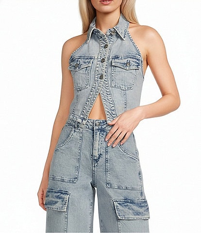 GB Denim Halter Vest