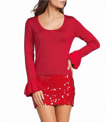 GB Emily Scoop Neck Bubble Sleeve Sweater
