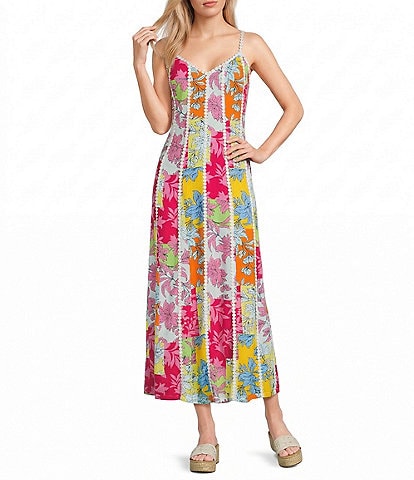 GB Floral Print V-Neck Midi Dress