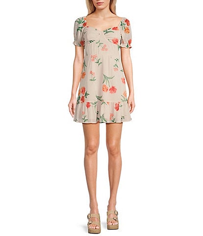 GB Floral Printed Chiffon Mini Dress